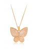 Dakkak Fashion 18K Gold Plated Full Crystal Cubic Zircon Butterfly Pendent Set, DK010